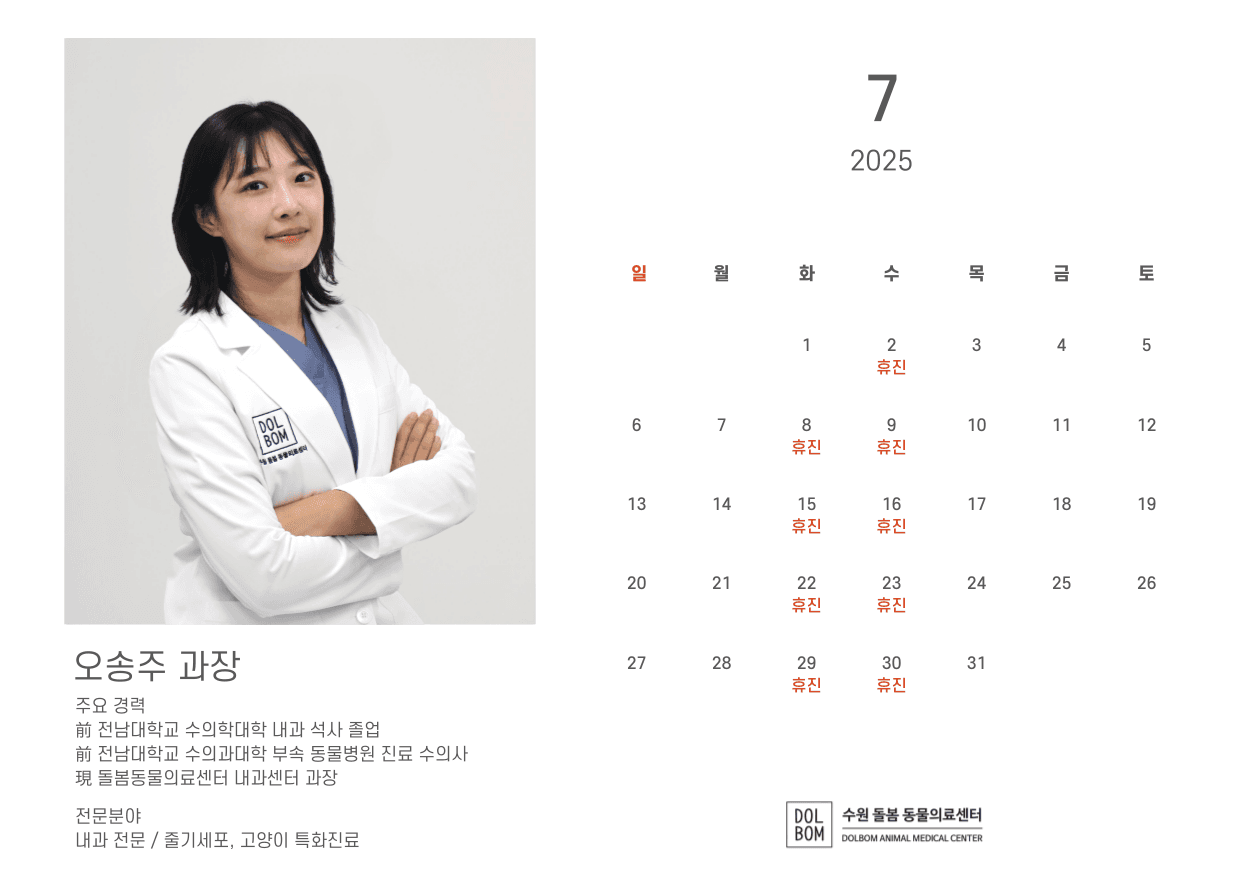 돌봄동물병원 7월 수의사 진료일정 관련 이미지 4